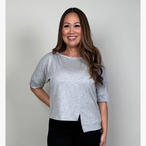 Allison Izu Light Gray Short Sleeve Knit Top